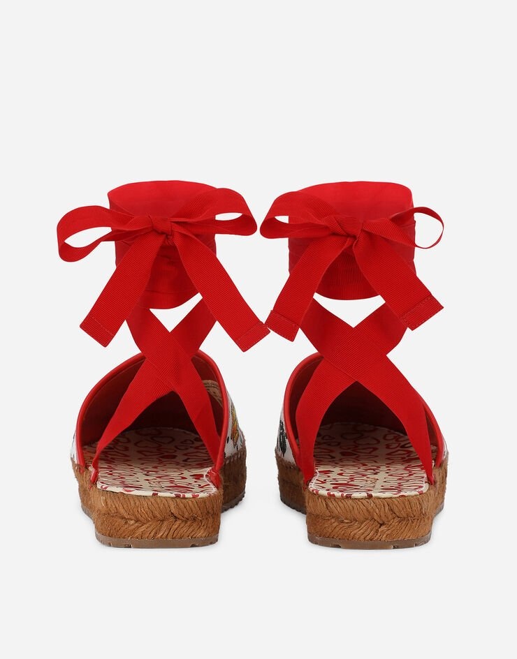 Printed canvas espadrilles with ribbon detail - 3