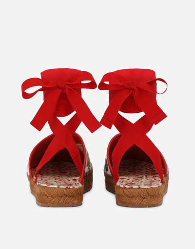 Dolce & Gabbana Printed canvas espadrilles with ribbon detail outlook