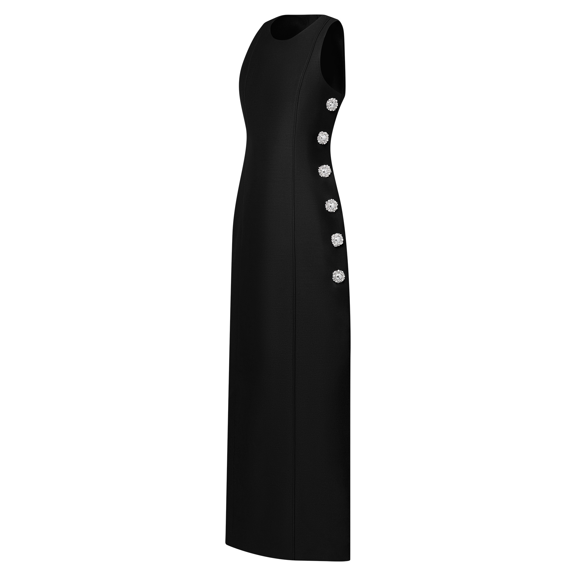 Jewel Button Mikado Fitted Dress - 2