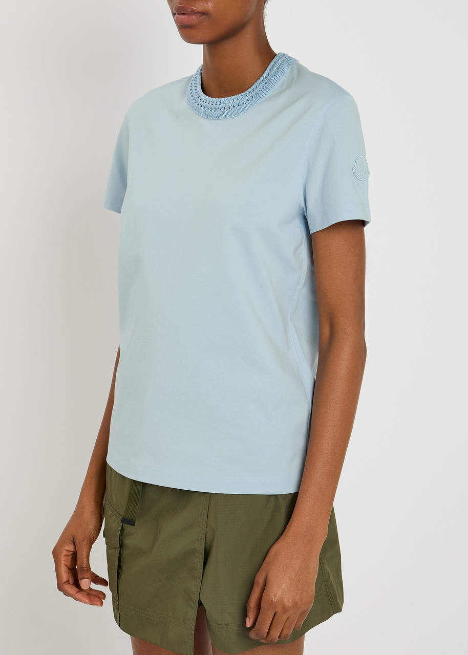 Moncler Woven Crew-neck Cotton T-shirt - 2