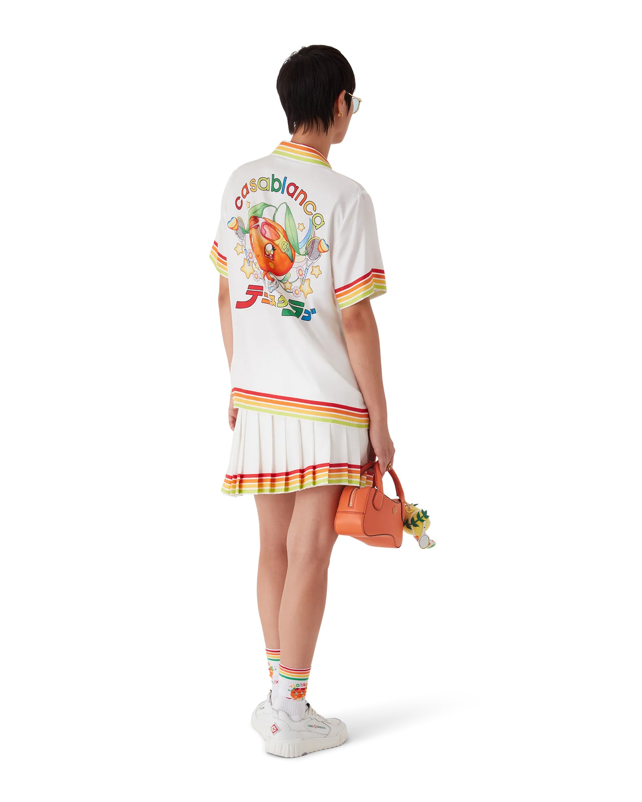 Orange Mascot Pleated Silk Twill Skirt | Casablanca Paris - 3