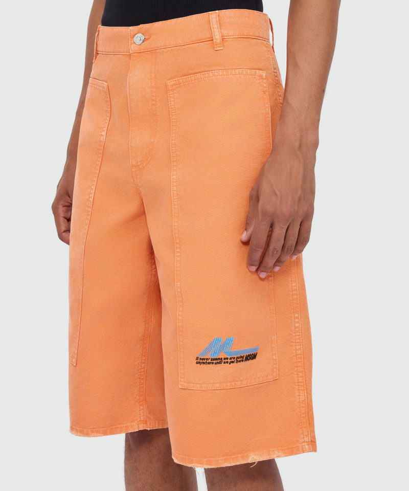 Orange cotton canvas Bermuda shorts with enzyme wash 5