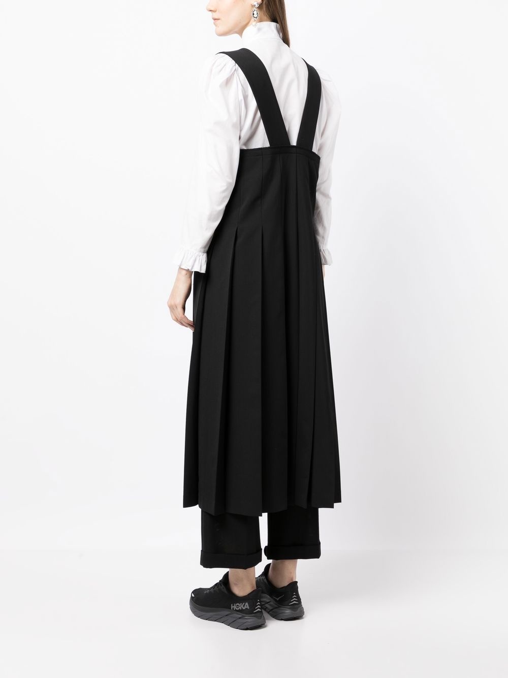 distressed-effect box-pleated dress - 4