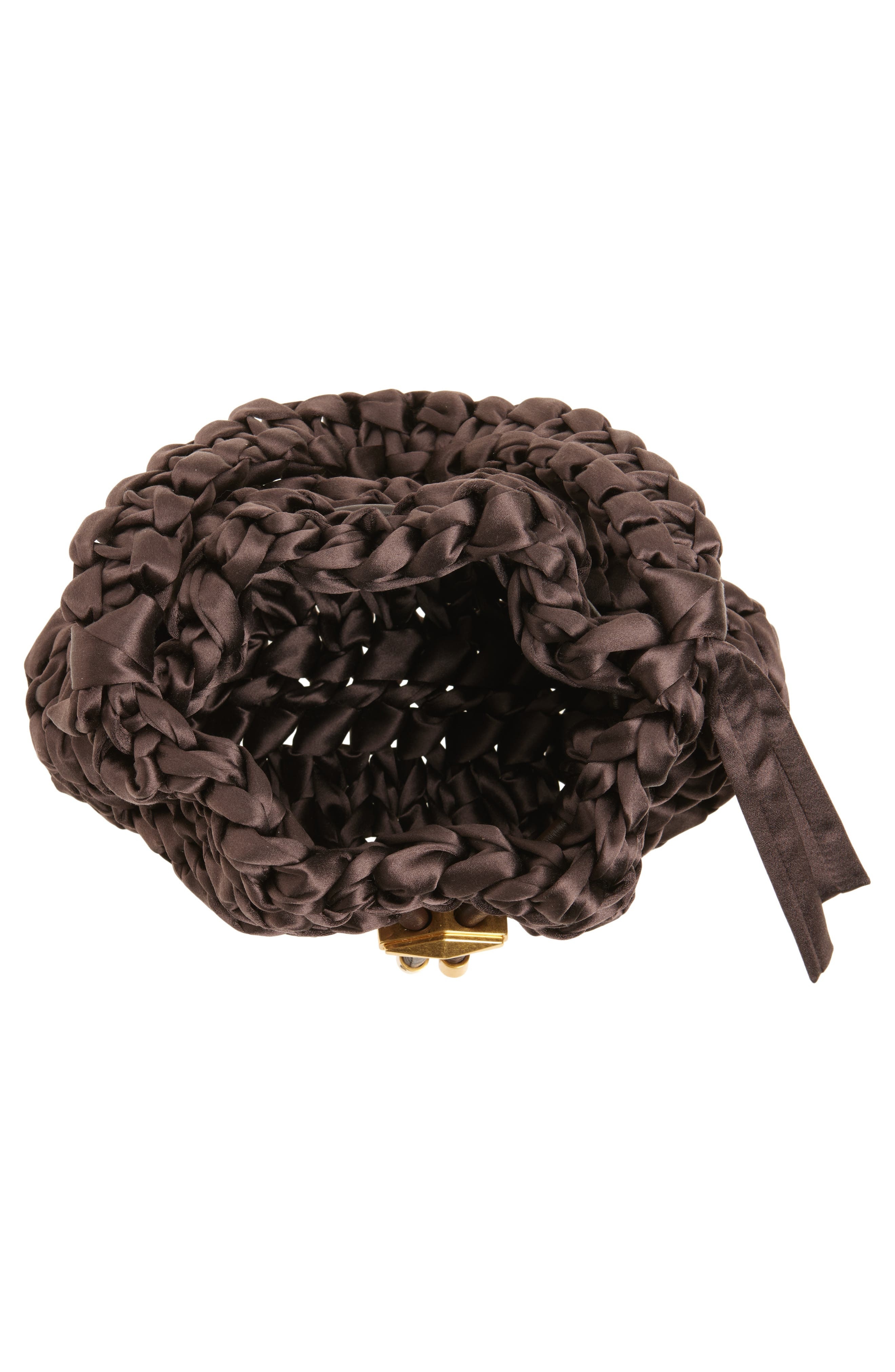 Jimmy Choo Small Cinch Satin Bucket Bag in Cofee/Antique Silver at Nordstrom - 4
