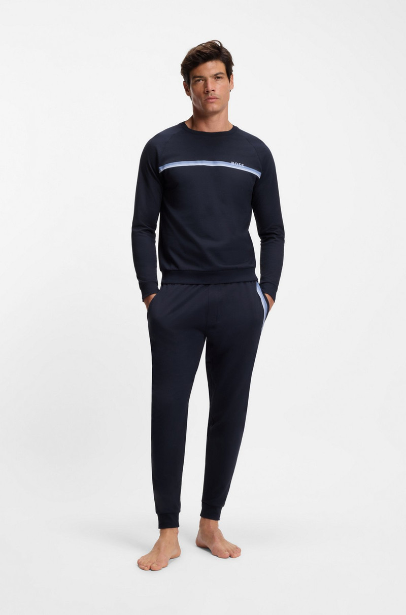 BOSS COTTON-TERRY SWEATSHIRT WITH LOGO AND STRIPE outlook