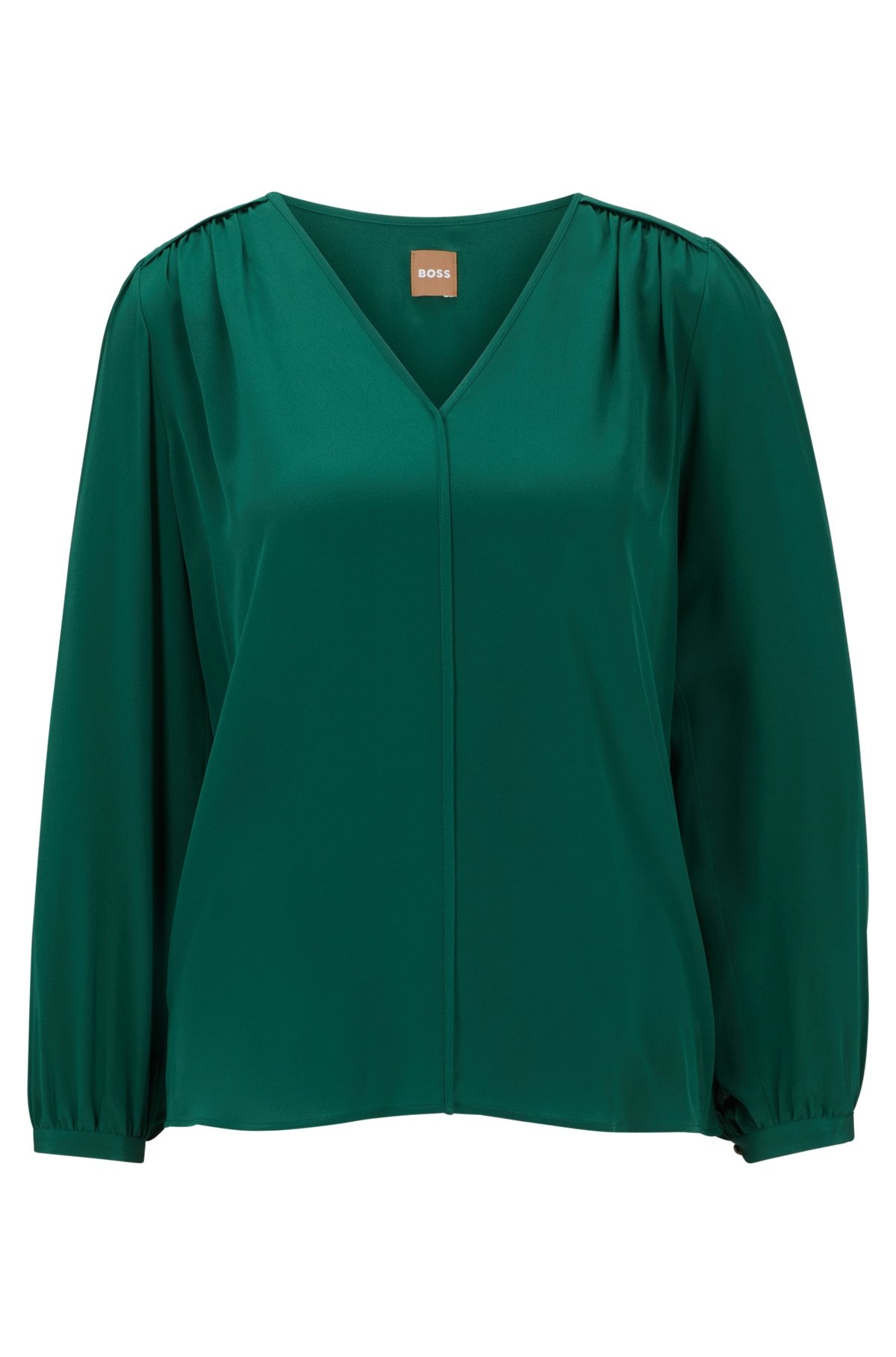 V-NECK REGULAR-FIT BLOUSE IN WASHED SILK - 1