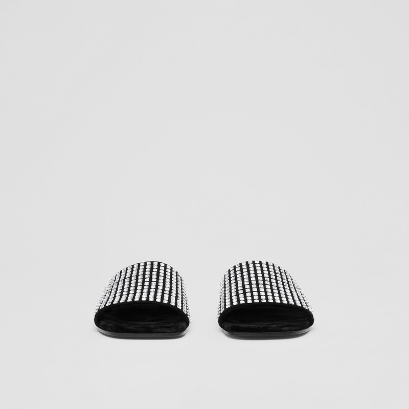 Crystal-embellished Leather Slides 5