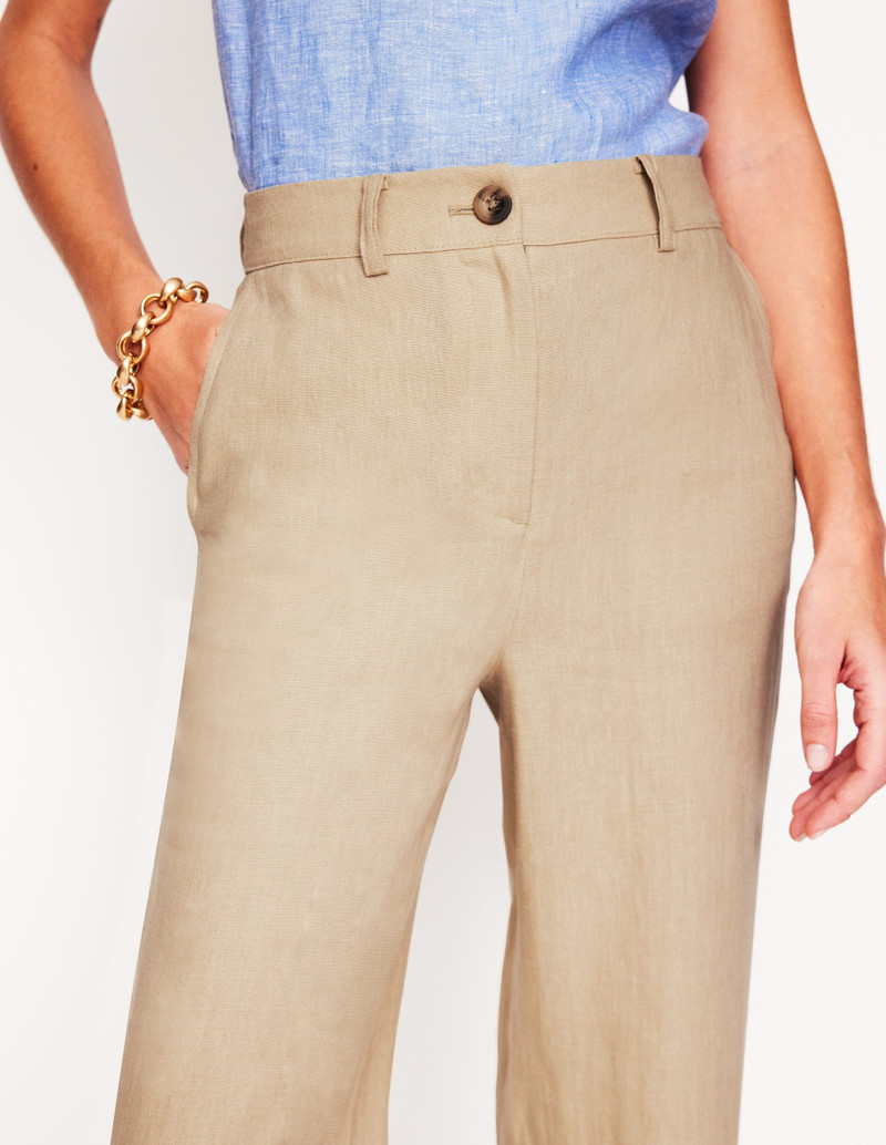 Westbourne Crop Linen Pants-Oatmeal 3