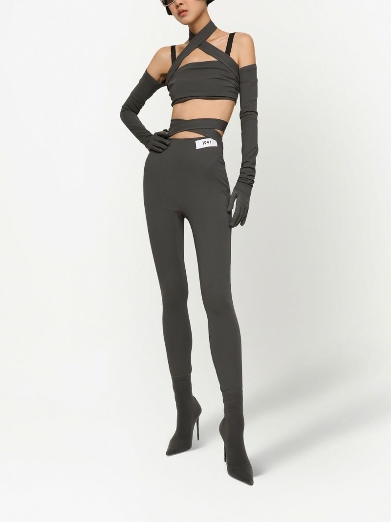 KIM DOLCE&GABBANA crossover-strap high-waisted leggings - 2