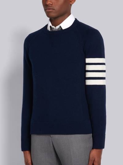 Thom Browne Navy French Terry Cashmere 4-Bar Crewneck Pullover outlook
