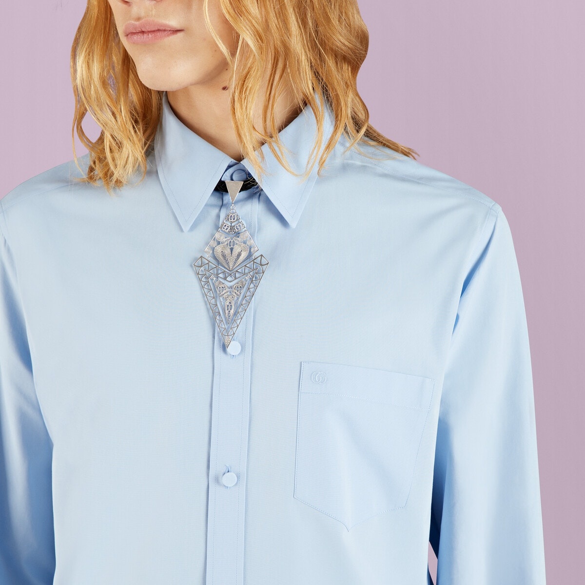 Poplin cotton shirt with embroidery - 4