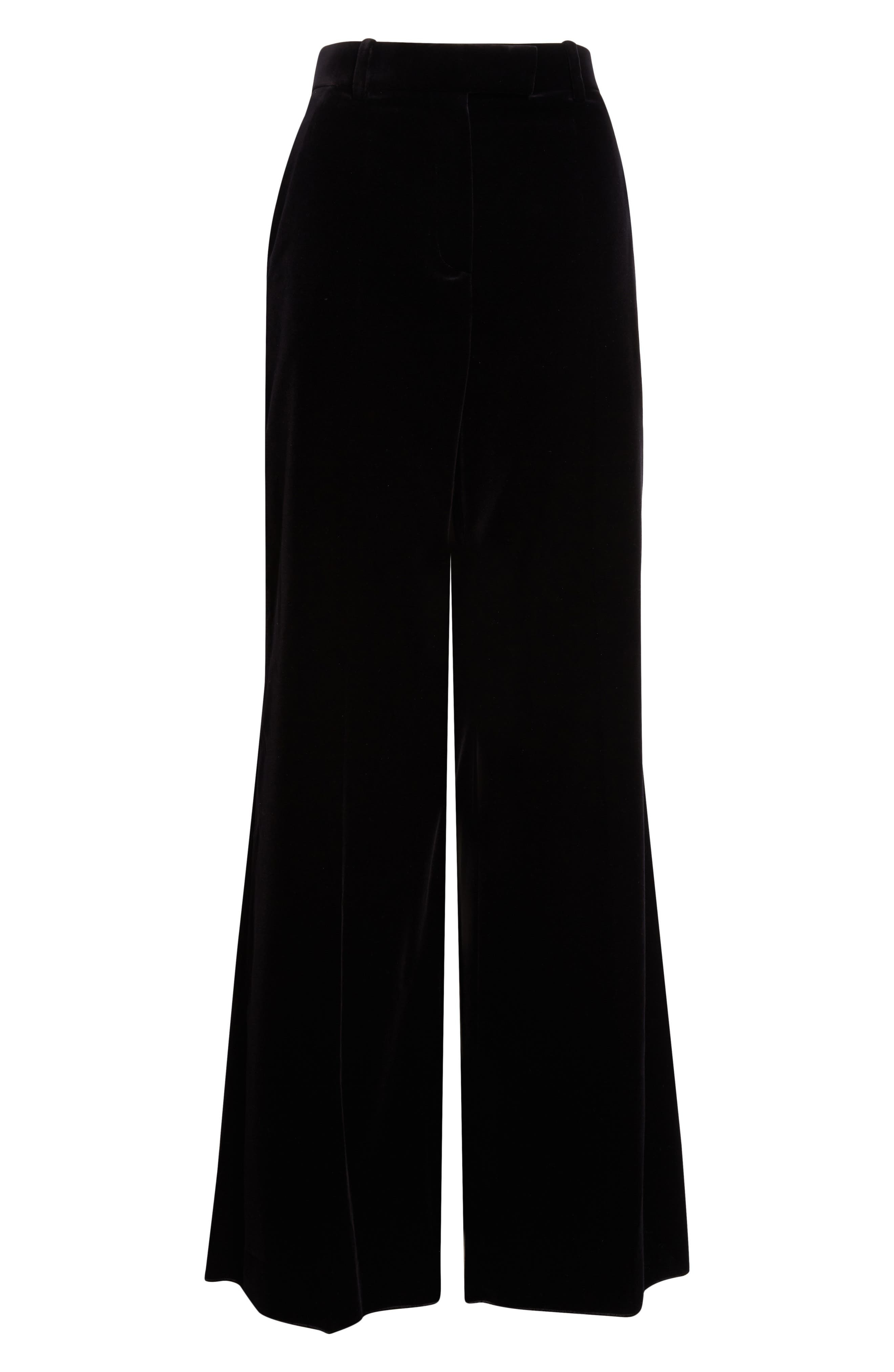 Valentino Velveteen Wide Leg Trousers in Black at Nordstrom - 1