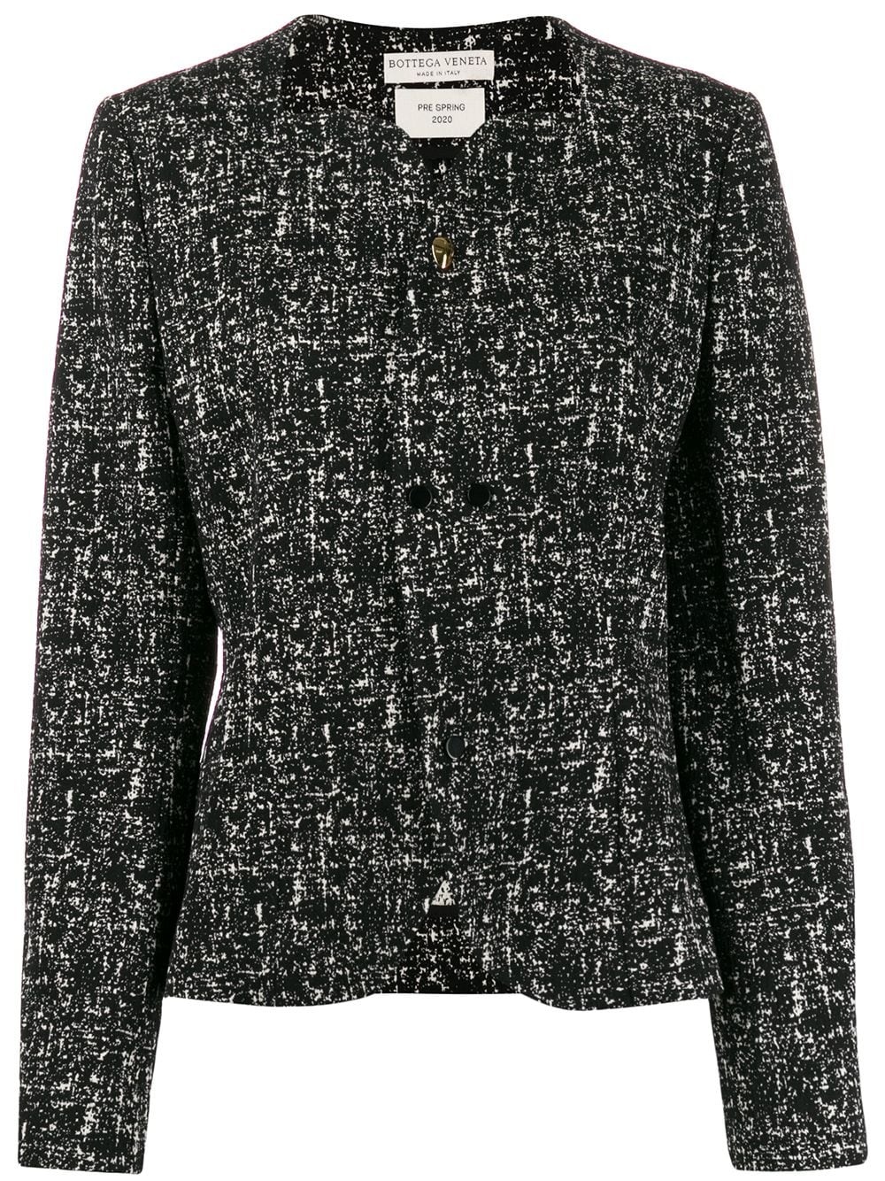 sweetheart neckline tweed jacket - 1