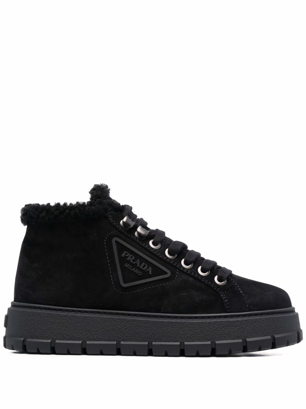 logo plaque shearling ankle boots - 1