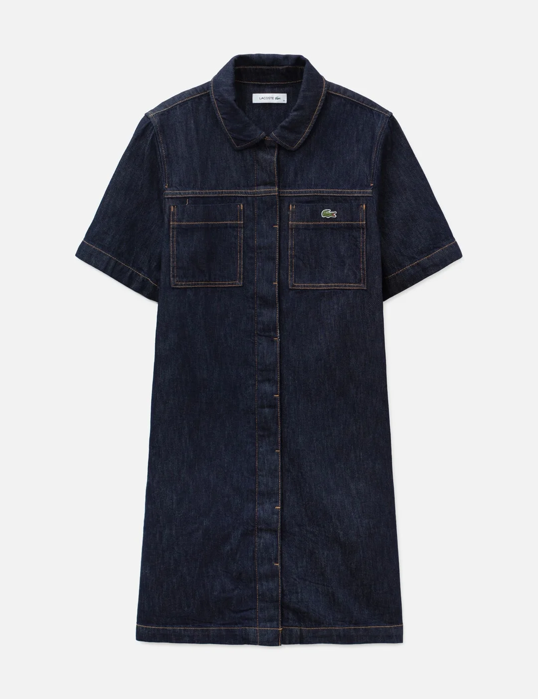 SHORT SLEEVED DENIM DRESS - 1
