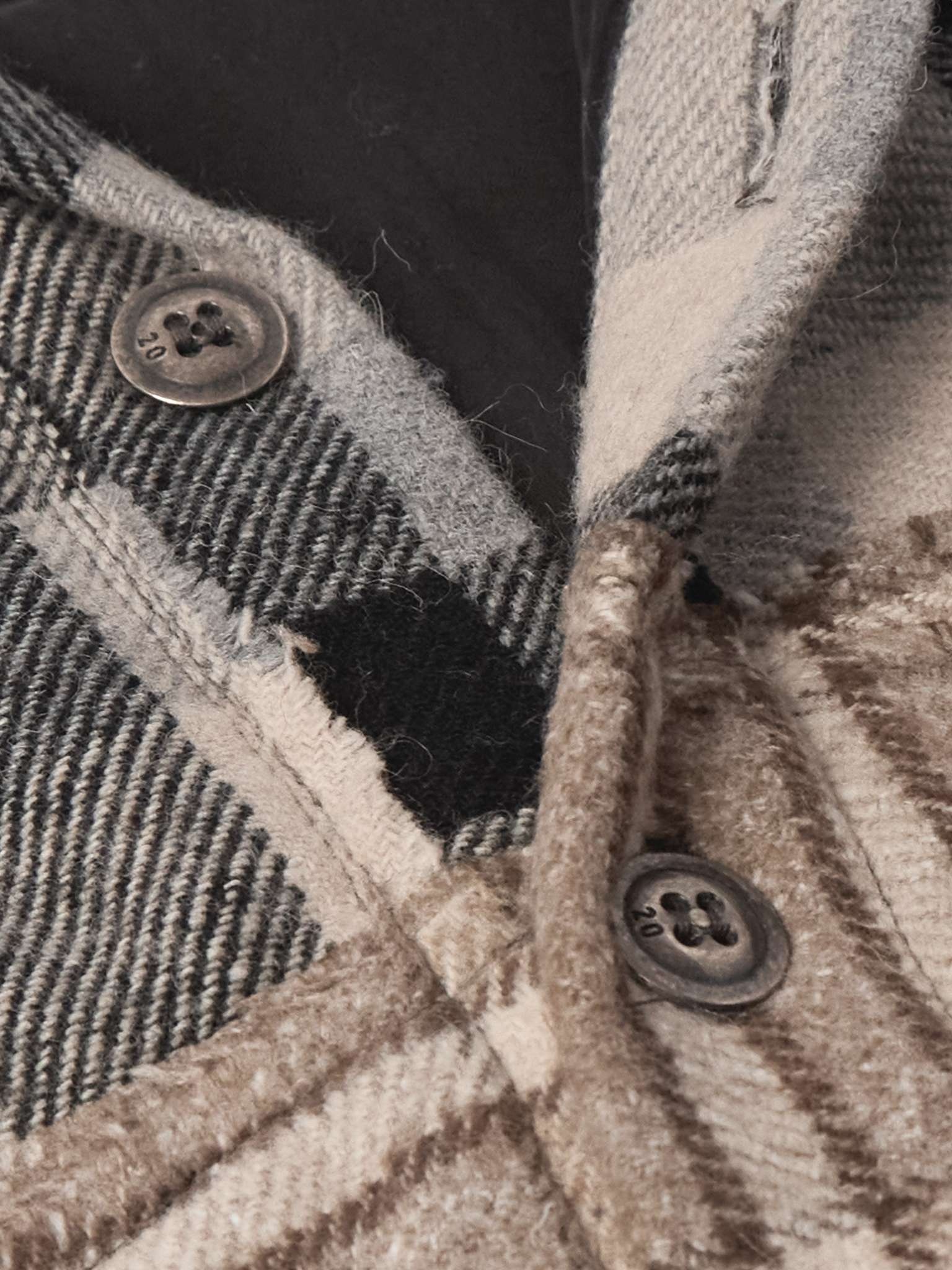 Patchwork Denim-Trimmed Checked Flannel Overshirt - 5