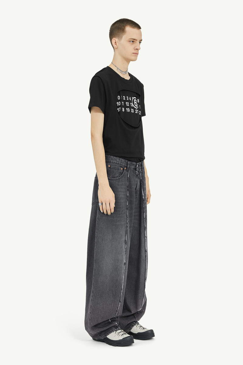 Wide Leg Black Denim Trousers 3