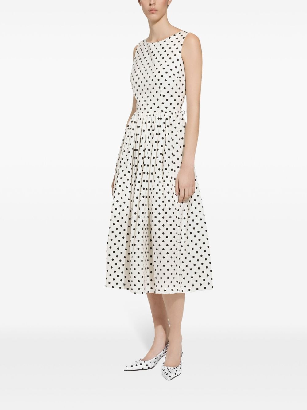 polka-dot cotton midi dress - 2