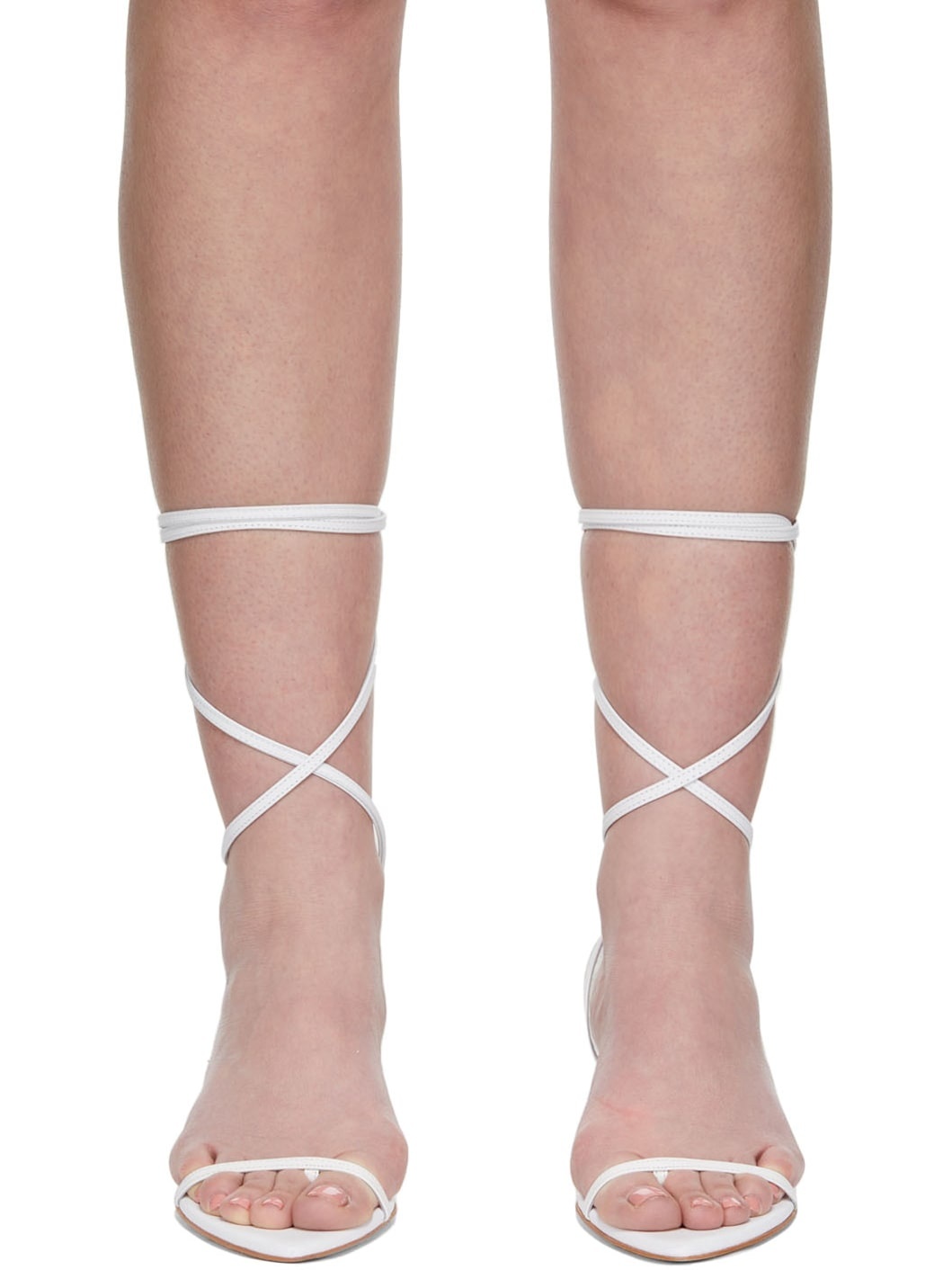 White the VOLON Edition Lace-Up Heeled Sandals - 2