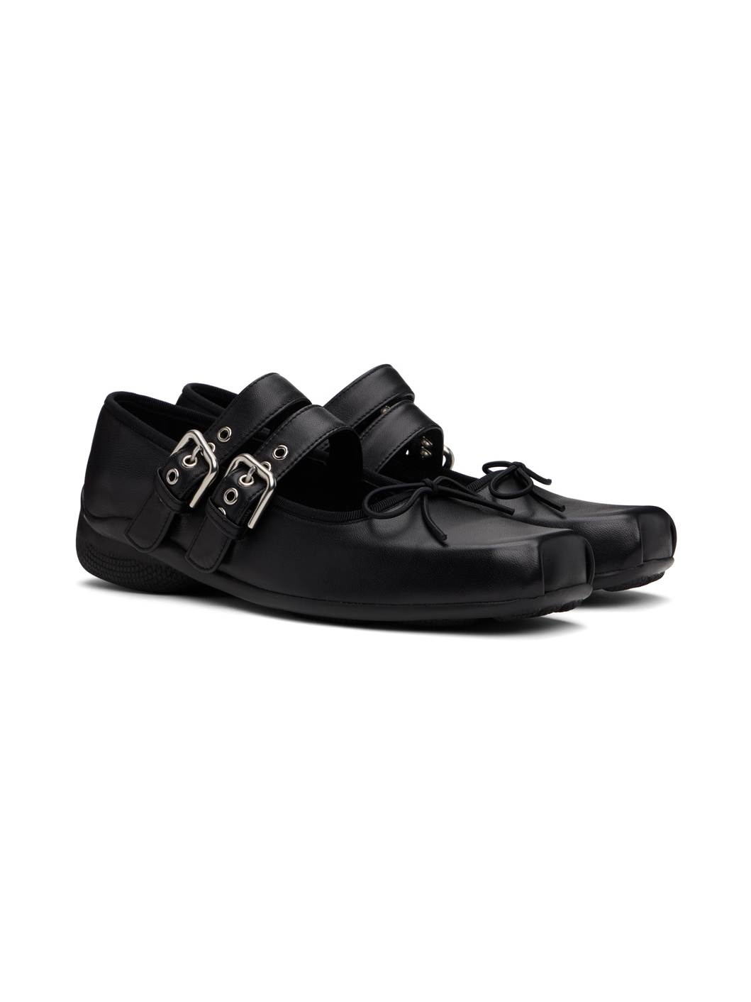 Black Buckle Ballerina Flats - 4