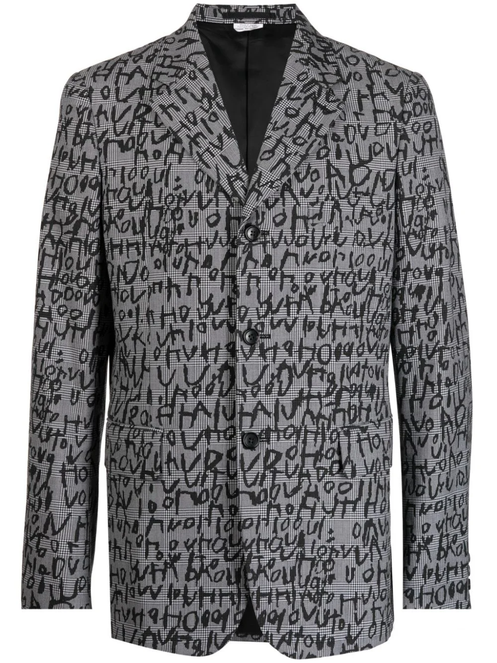 abstract-pattern print notched-lapels blazer - 1