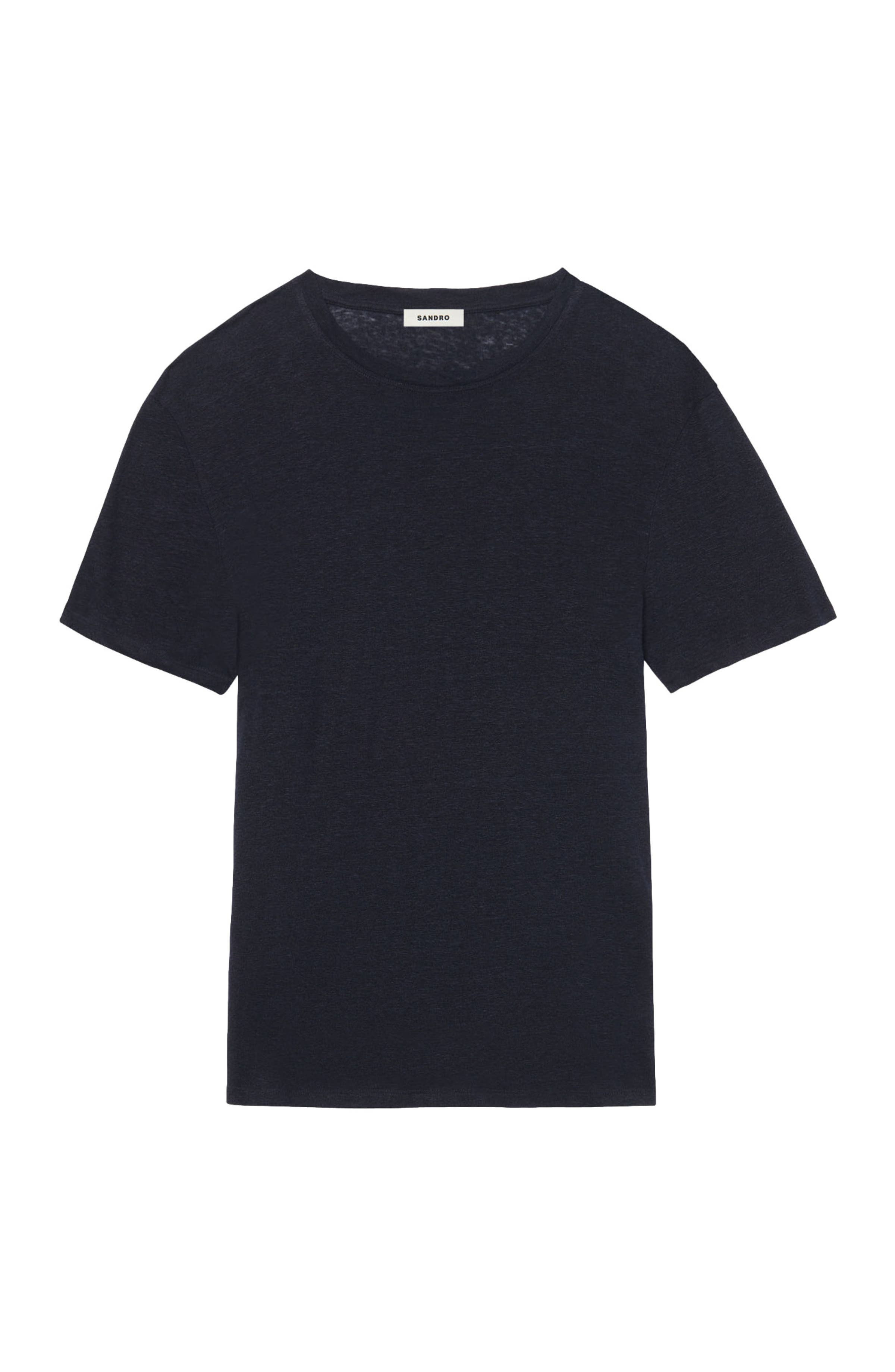 SANDRO Certified linen T-shirt in Navy Blue at Nordstrom - 7