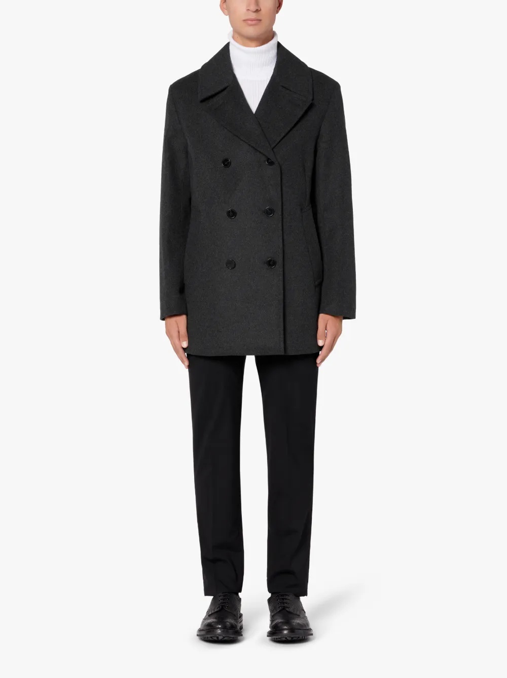 DALTON CHARCOAL WOOL & CASHMERE PEA COAT | GM-1075F - 2