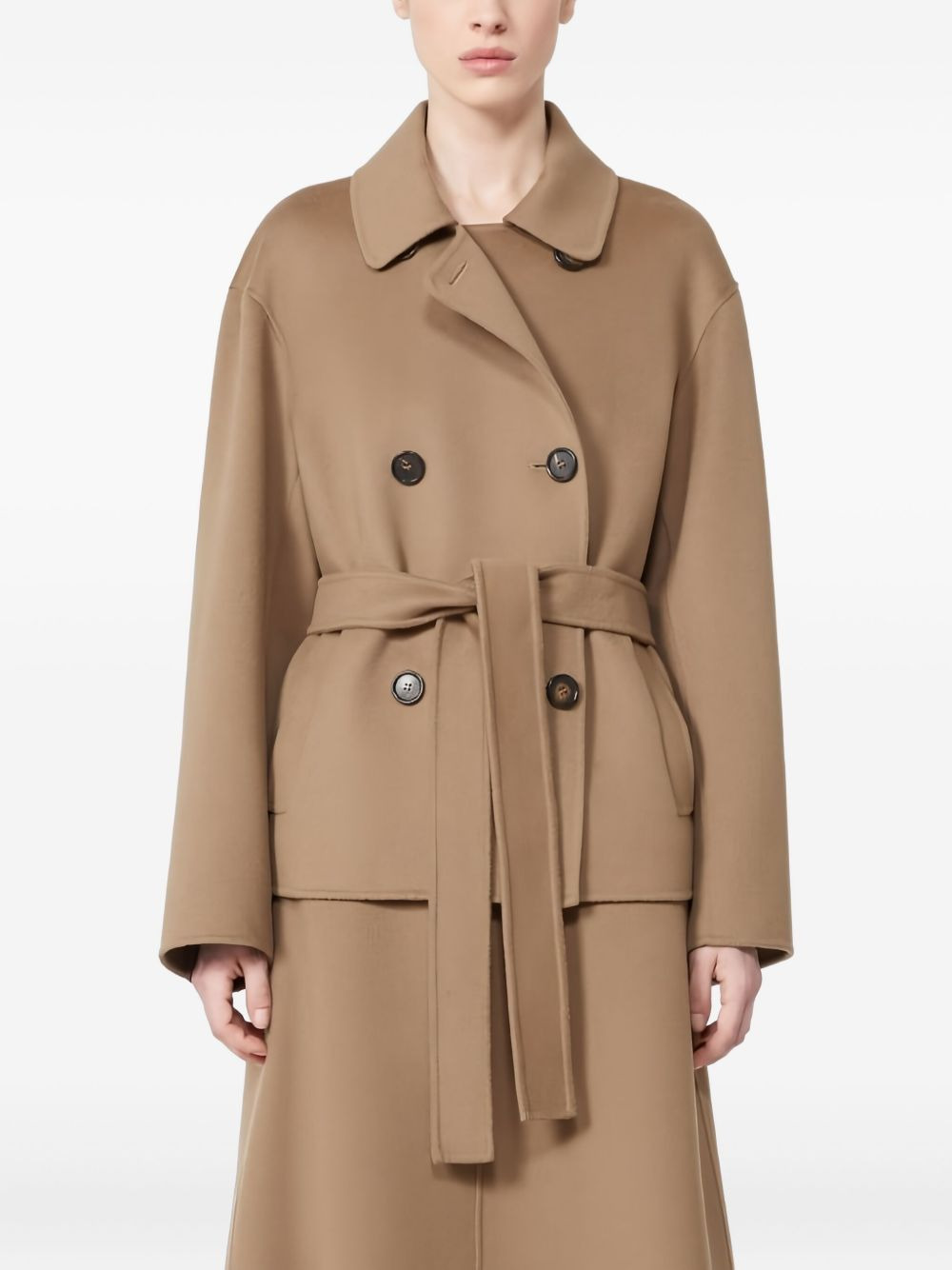 belted double-breasted coat - 2