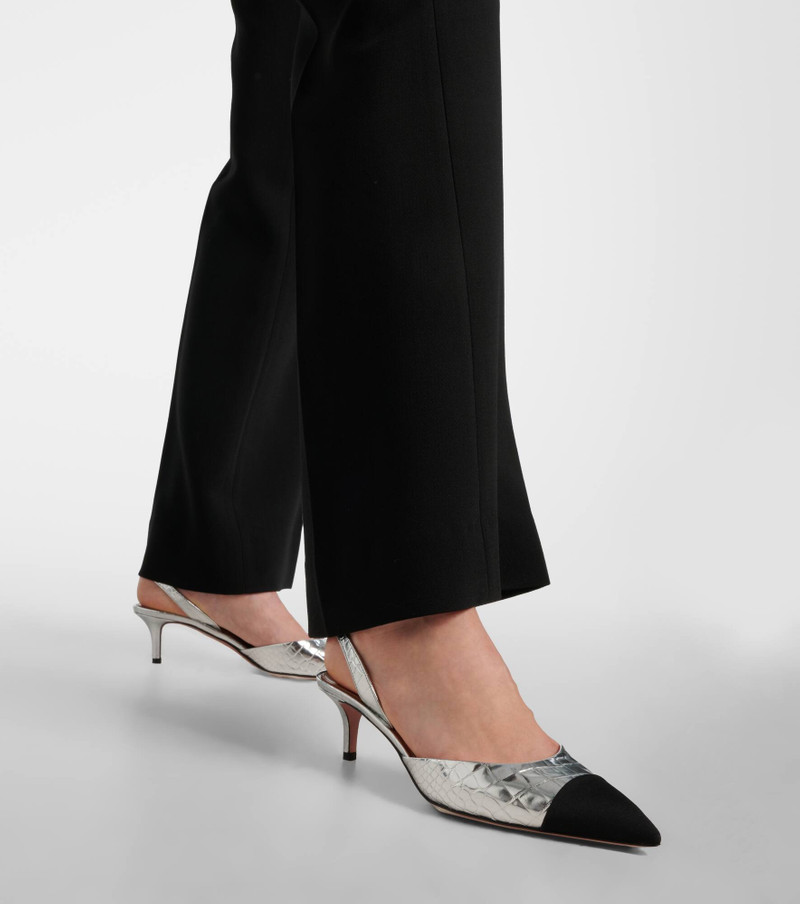 Milanese metallic leather slingback pumps 4