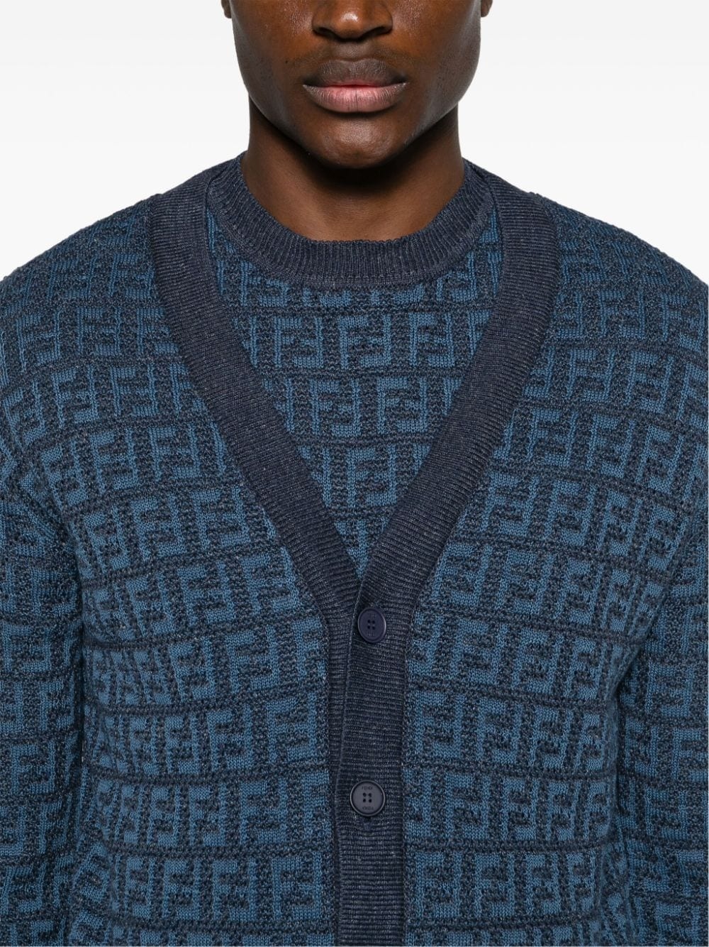 FF-jacquard knitted cardigan - 5