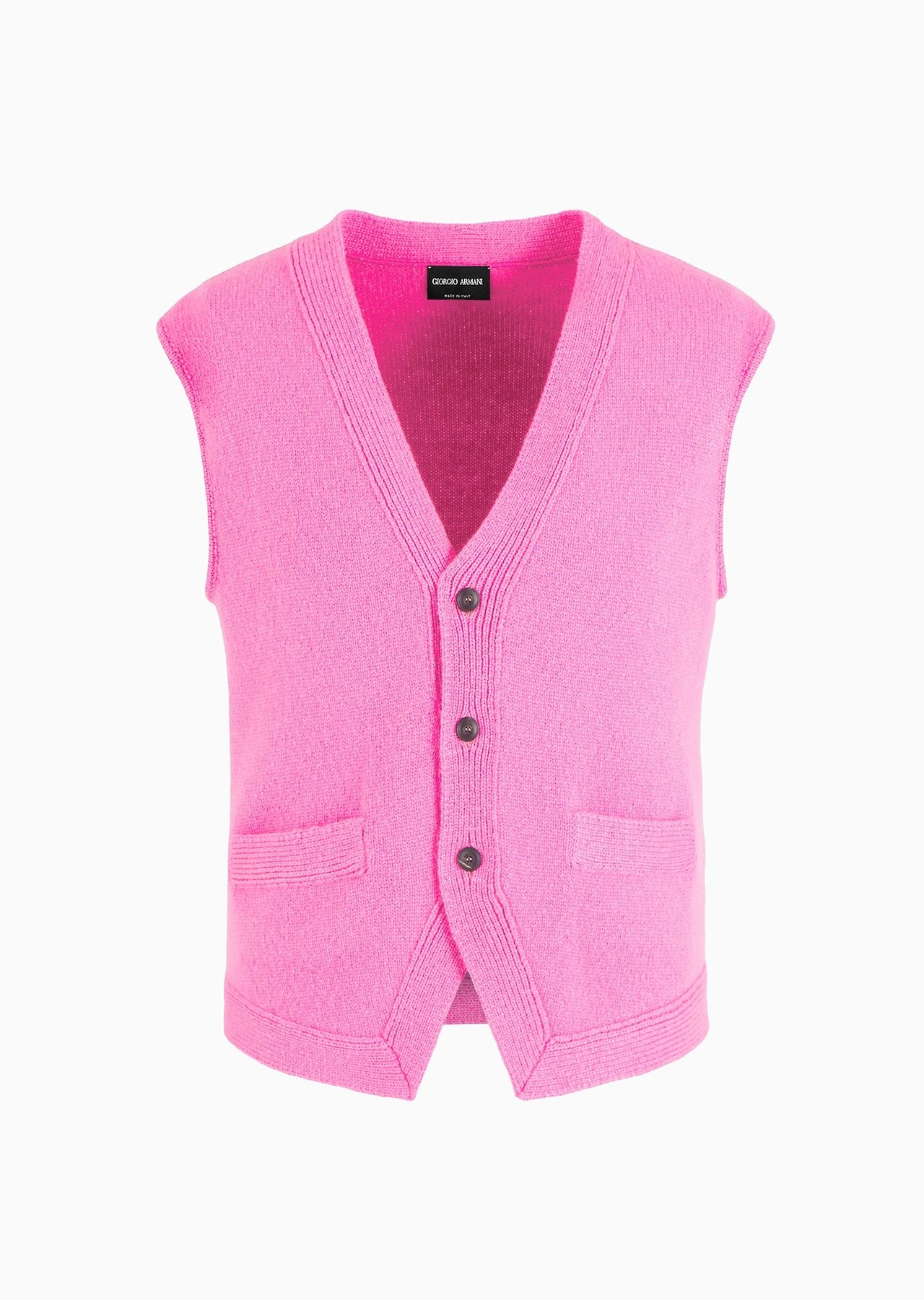 Single-breasted cashmere knit waistcoat - 1