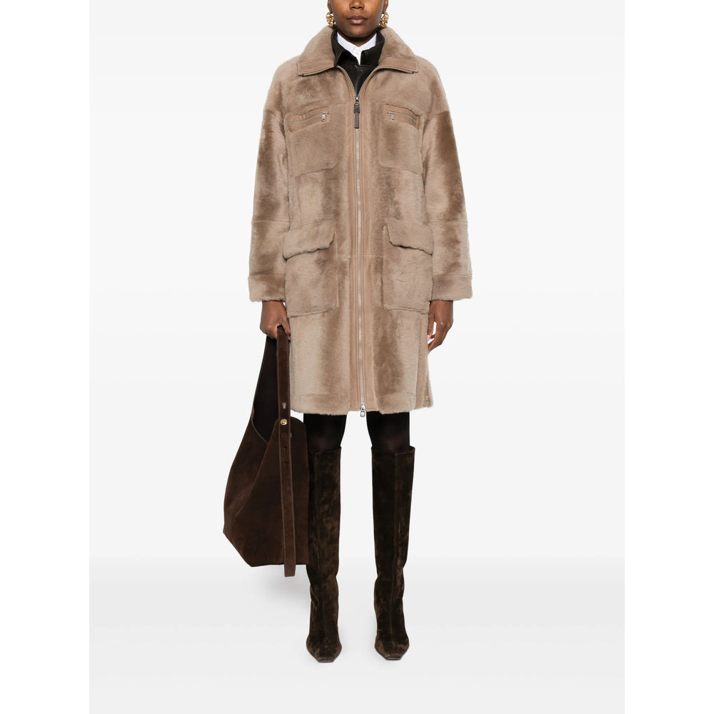 Brunello Cucinelli Neutrals Coats - Single Breasted Coats Women - 3