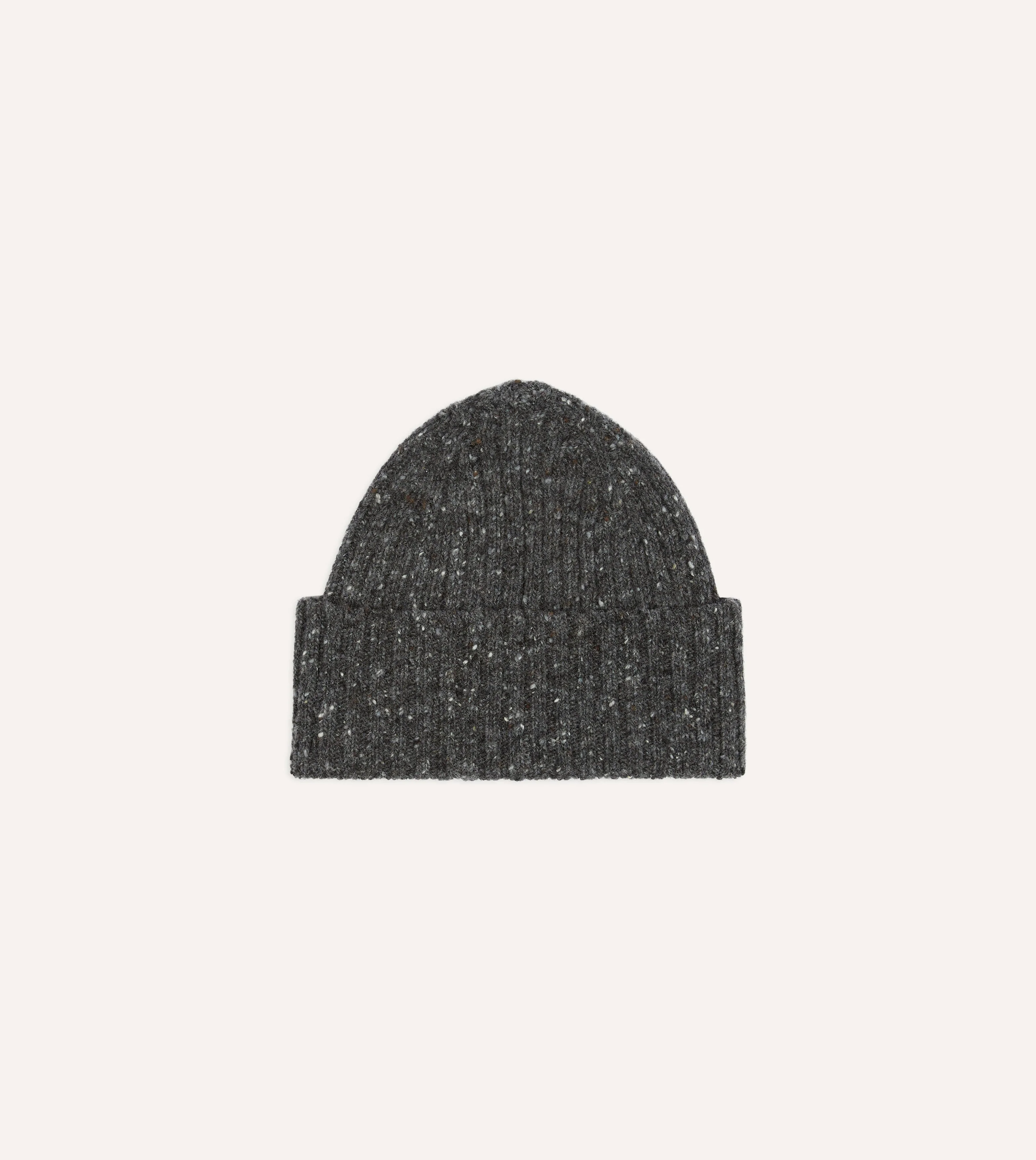 Grey Donegal Ribbed Merino Knit Cap - 1