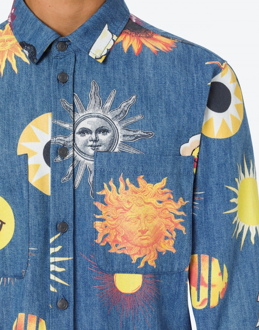 ALLOVER SUN SMILEY® PRINT CHAMBRAY SHIRT - 4
