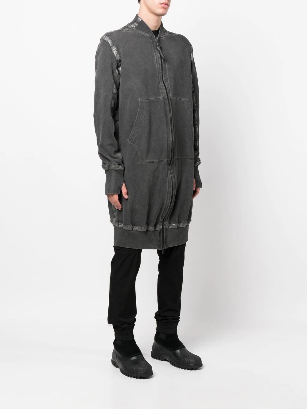 seam-detailing zip-up midi coat - 3