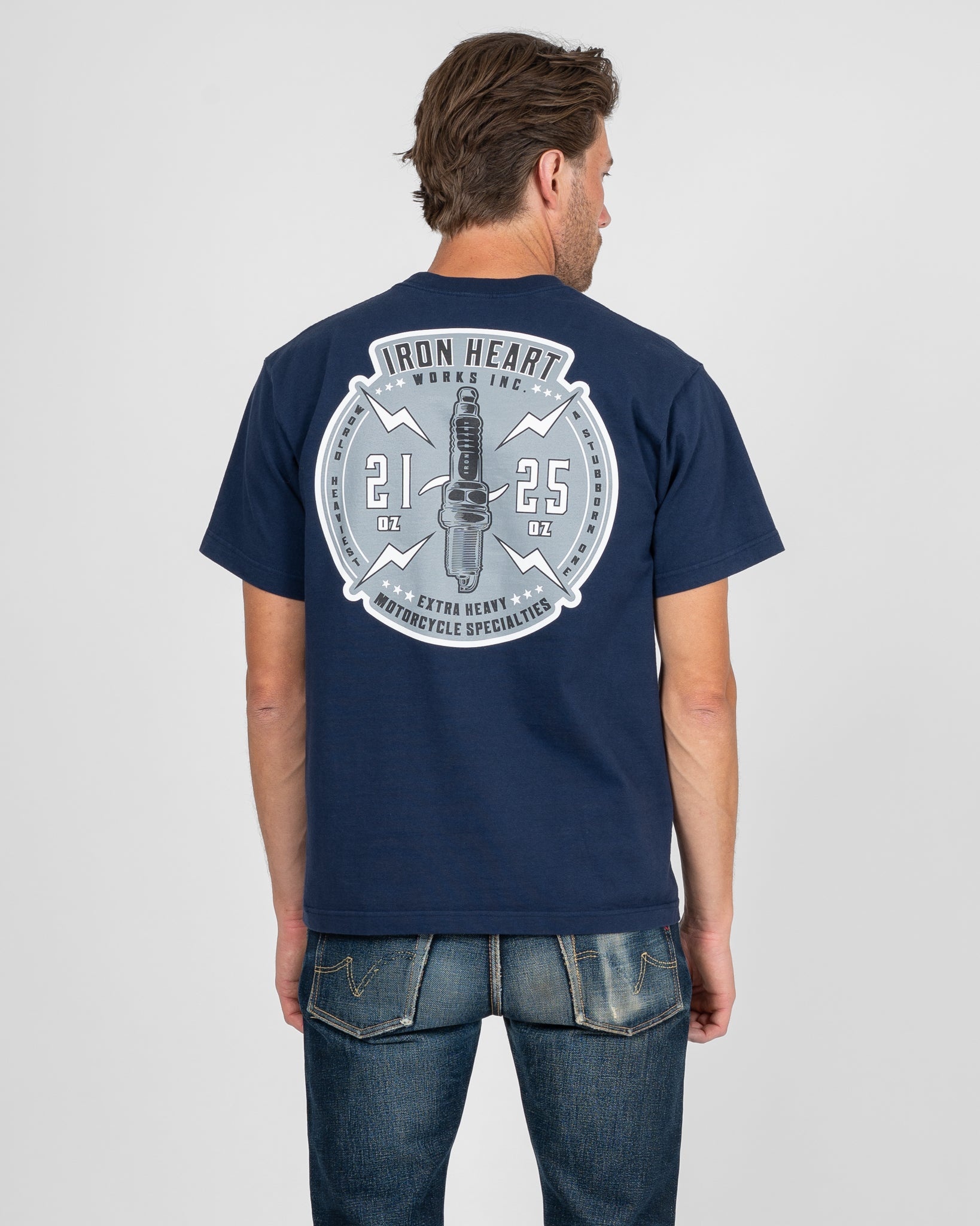 7.5OZ PRINTED LOOPWHEEL CREW NECK T-SHIRT - NAVY BLUE - 2