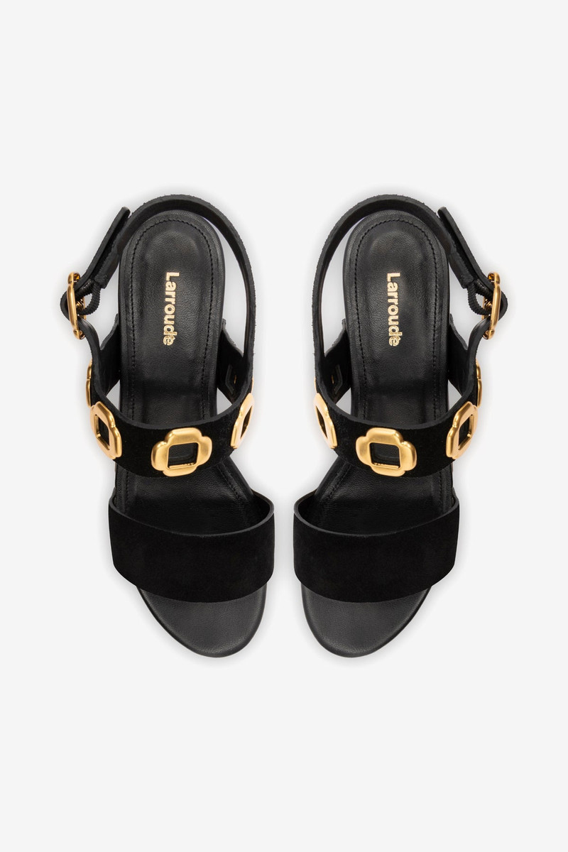 Miso Wooden Platform Sandal In Black Suede 4
