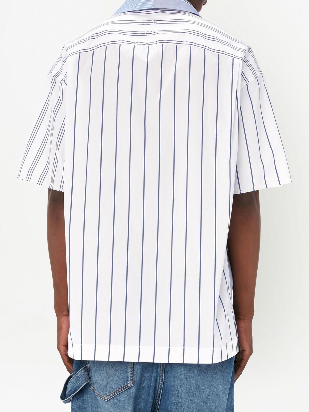 panelled stripe-print shirt - 4