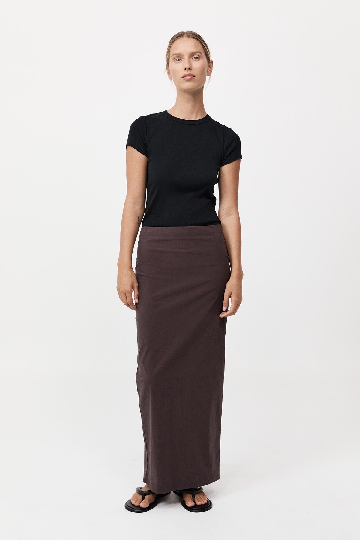Minimal Column Skirt - Chocolate Plum - 2