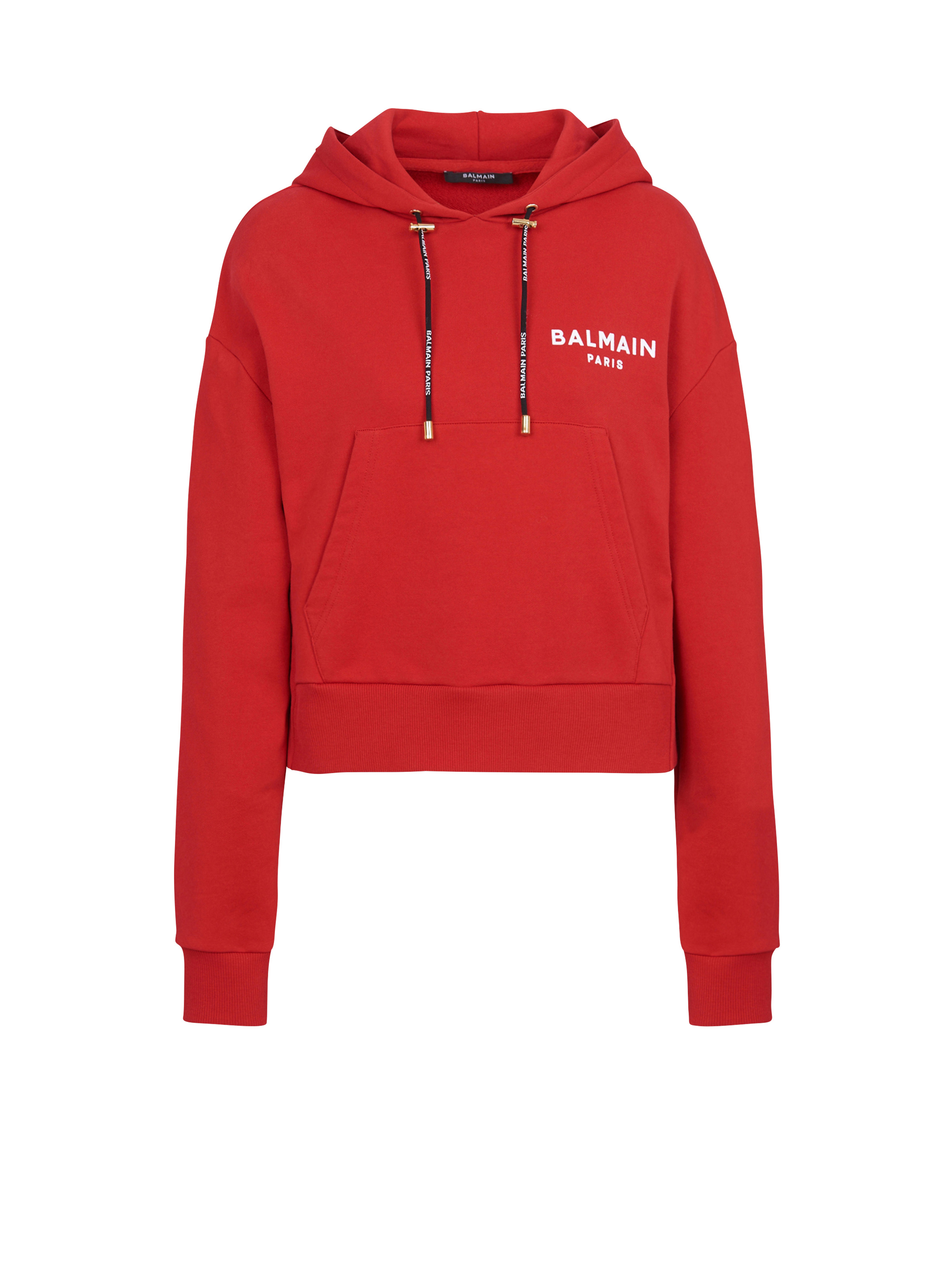 Eco-designed cotton sweatshirt with flocked Balmain logo - 1