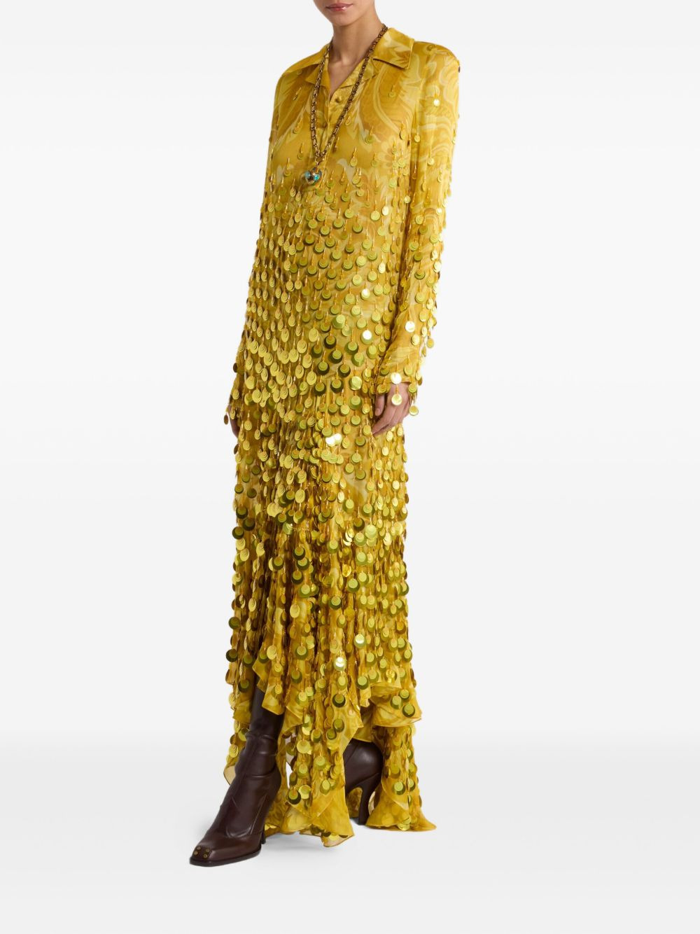 sequin-embellished silk dress - 2