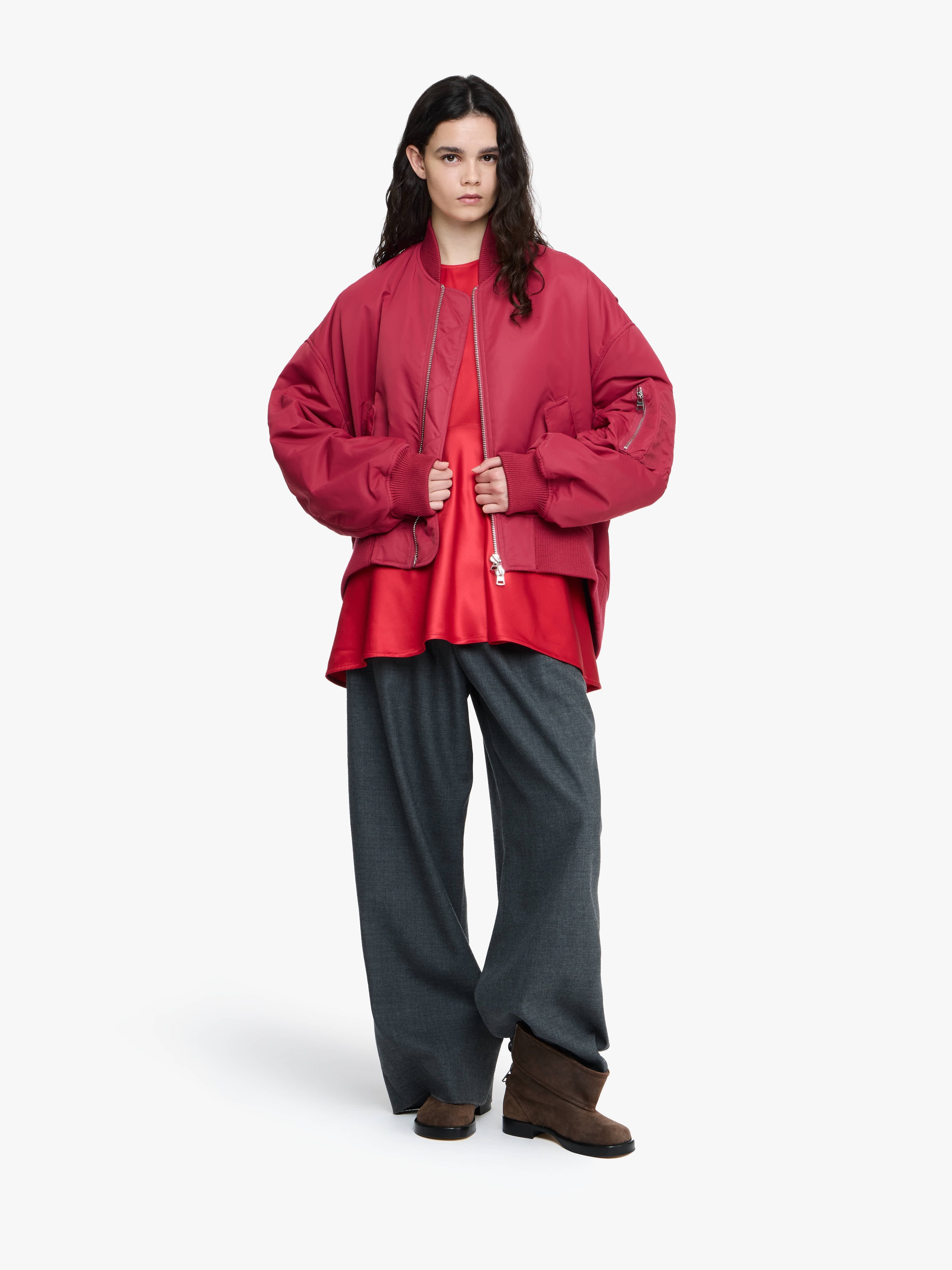OVERSIZED CURVED HEM BOMBER JACKET - 2
