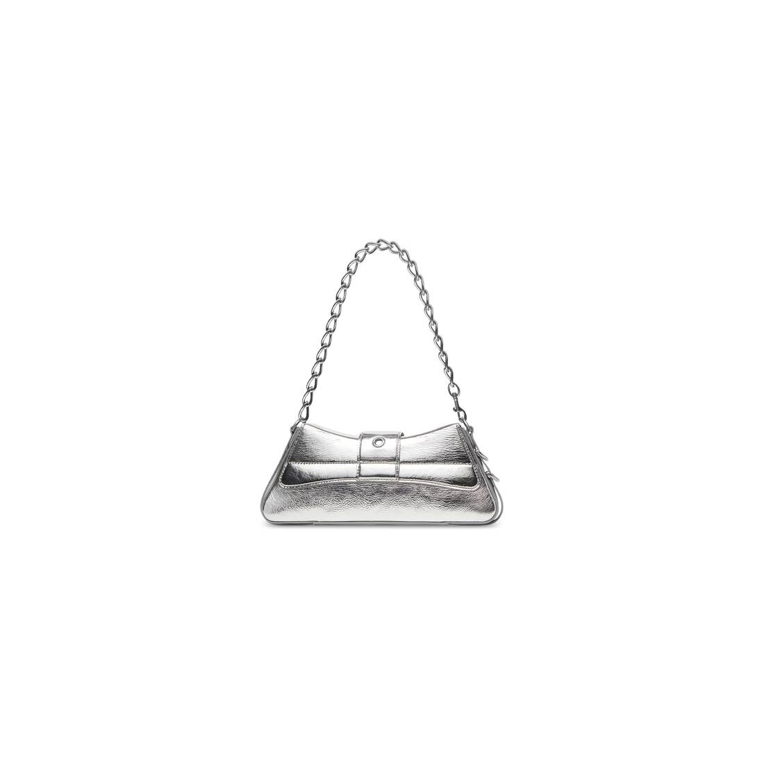 Women's Lindsay Small Shoulder Bag With Strap Pleated Mirror Effect in Silver - 5