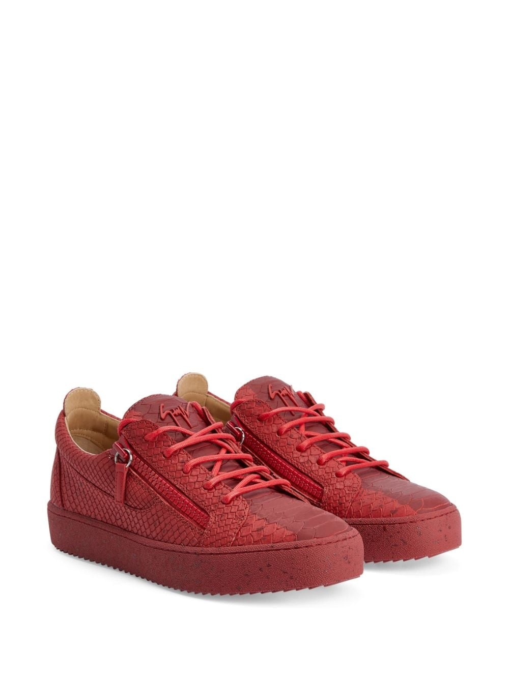 Frankie snakeskin-effect low-top leather sneakers - 2