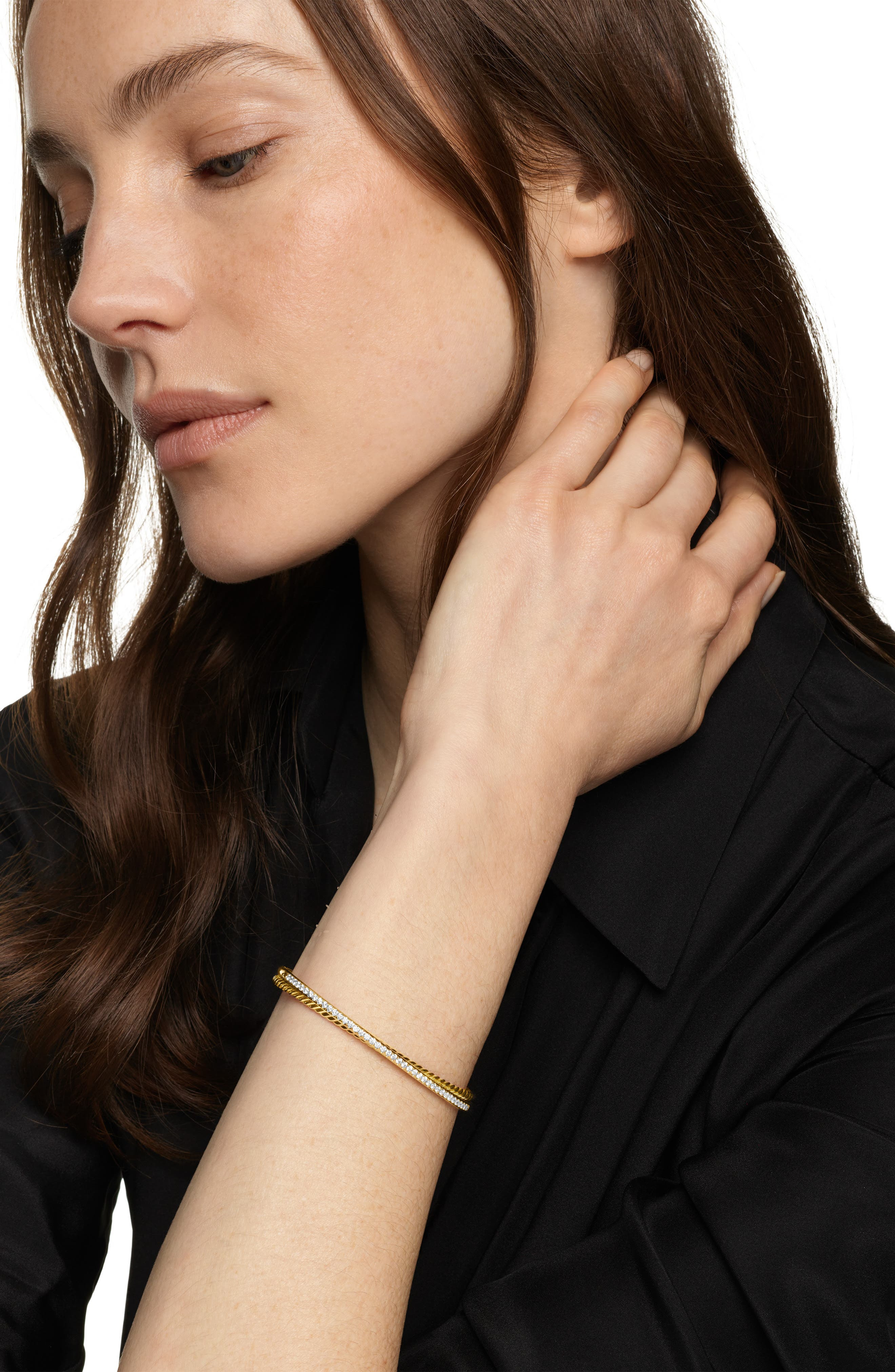 David Yurman Crossover Two-Row Bracelet in 18K Yellow Gold with Diamonds, 6mm in 18K Gold at Nordstr - 2