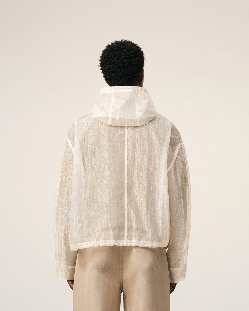 WHITE NYLON ZIPPED WINDBREAKER 5