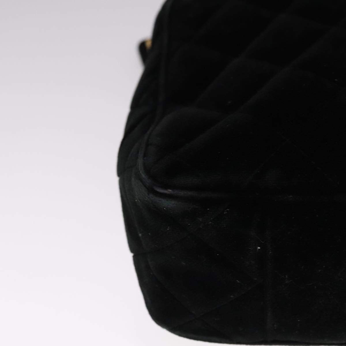 CHANEL Matelasse Hand Bag Suede Black CC - 10
