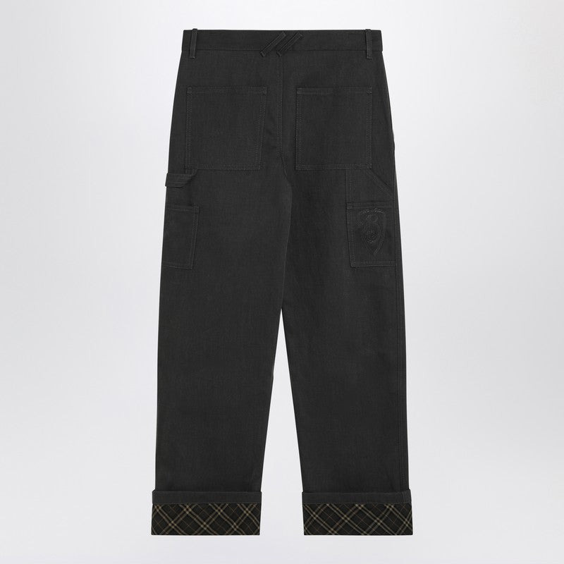 Burberry Black Trousers With Check Pattern Lapels Men - 2
