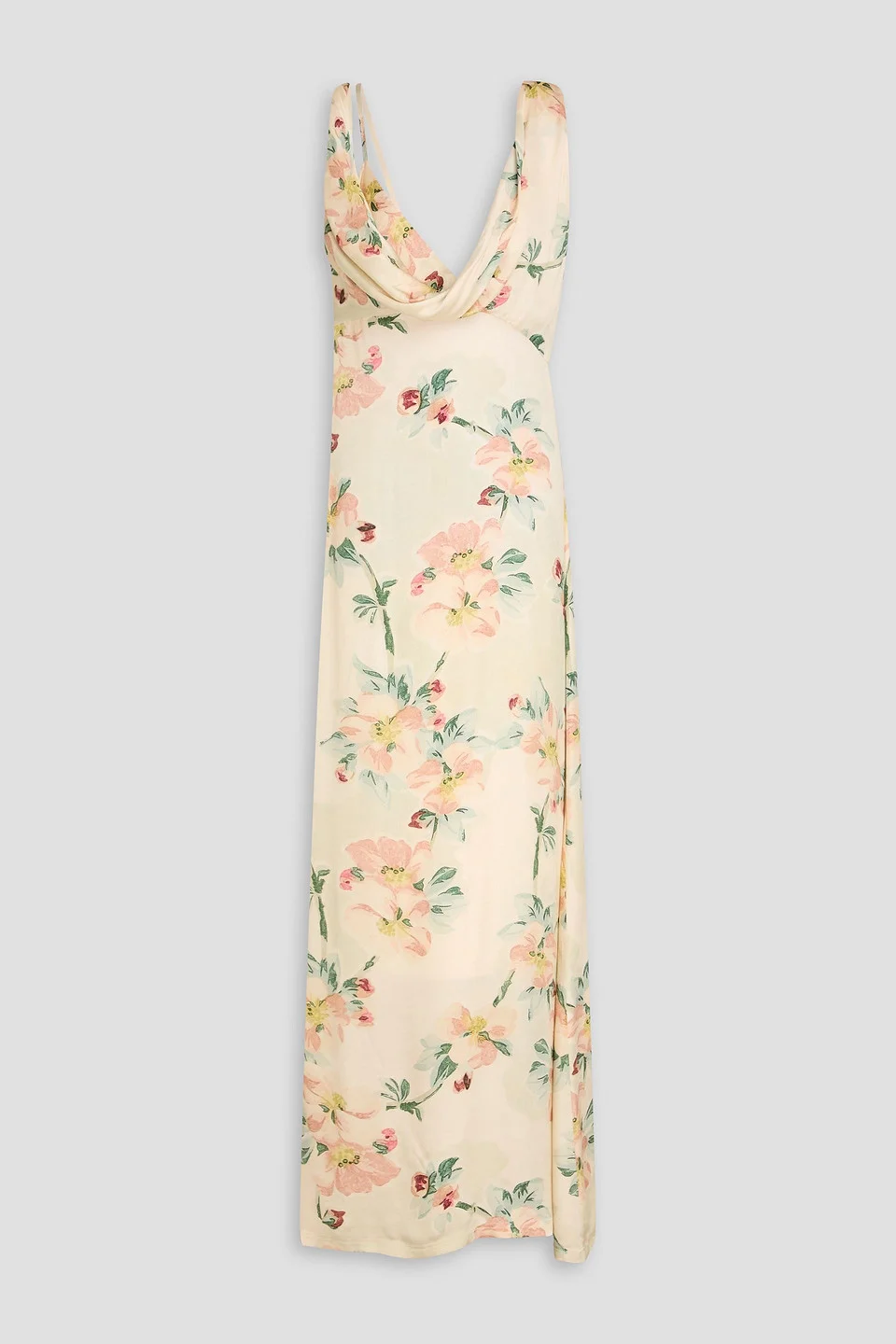 Draped floral-print satin maxi dress - 1
