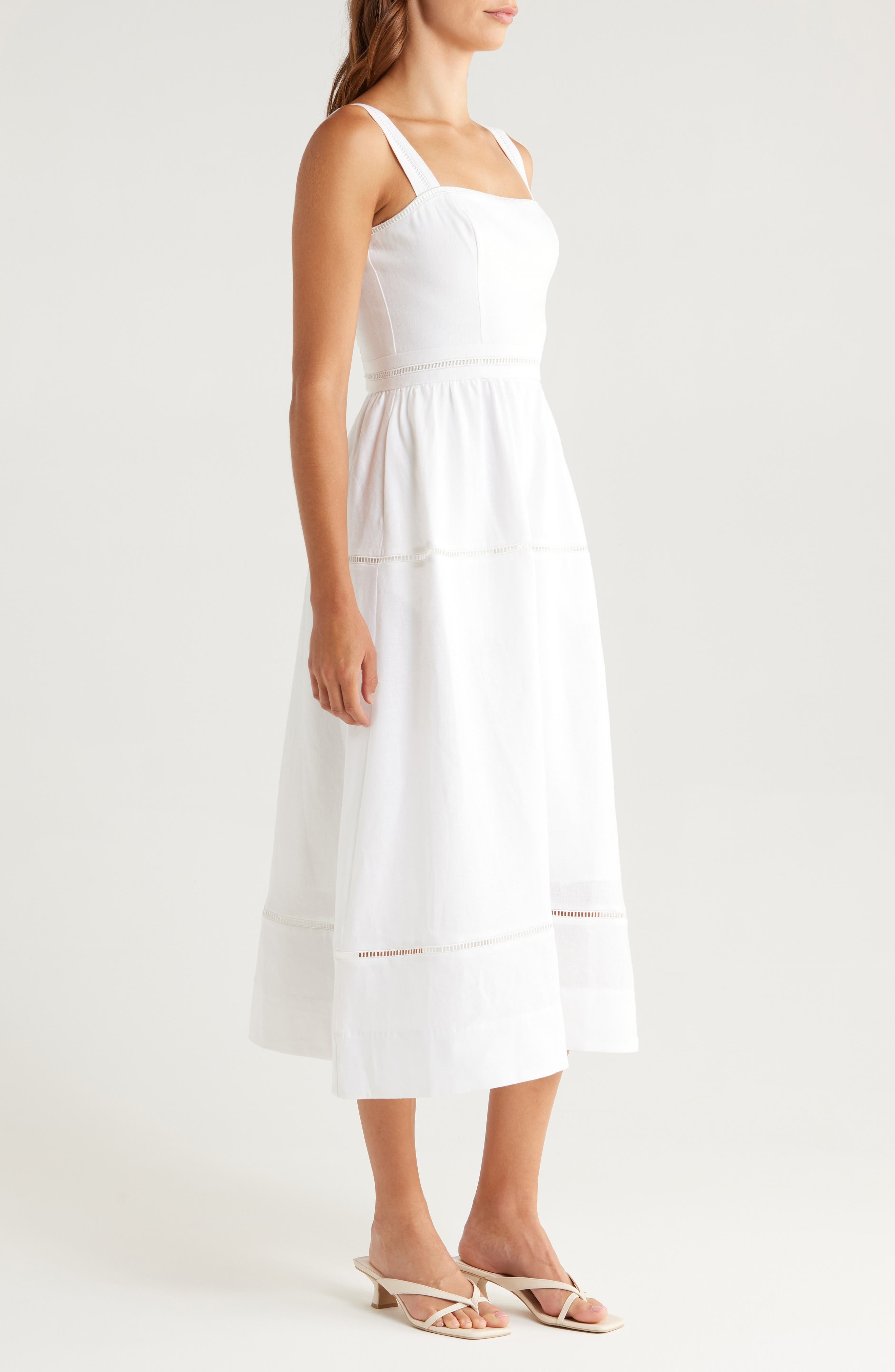 Reformation Everett Sleeveless Linen Midi Dress in White at Nordstrom - 4